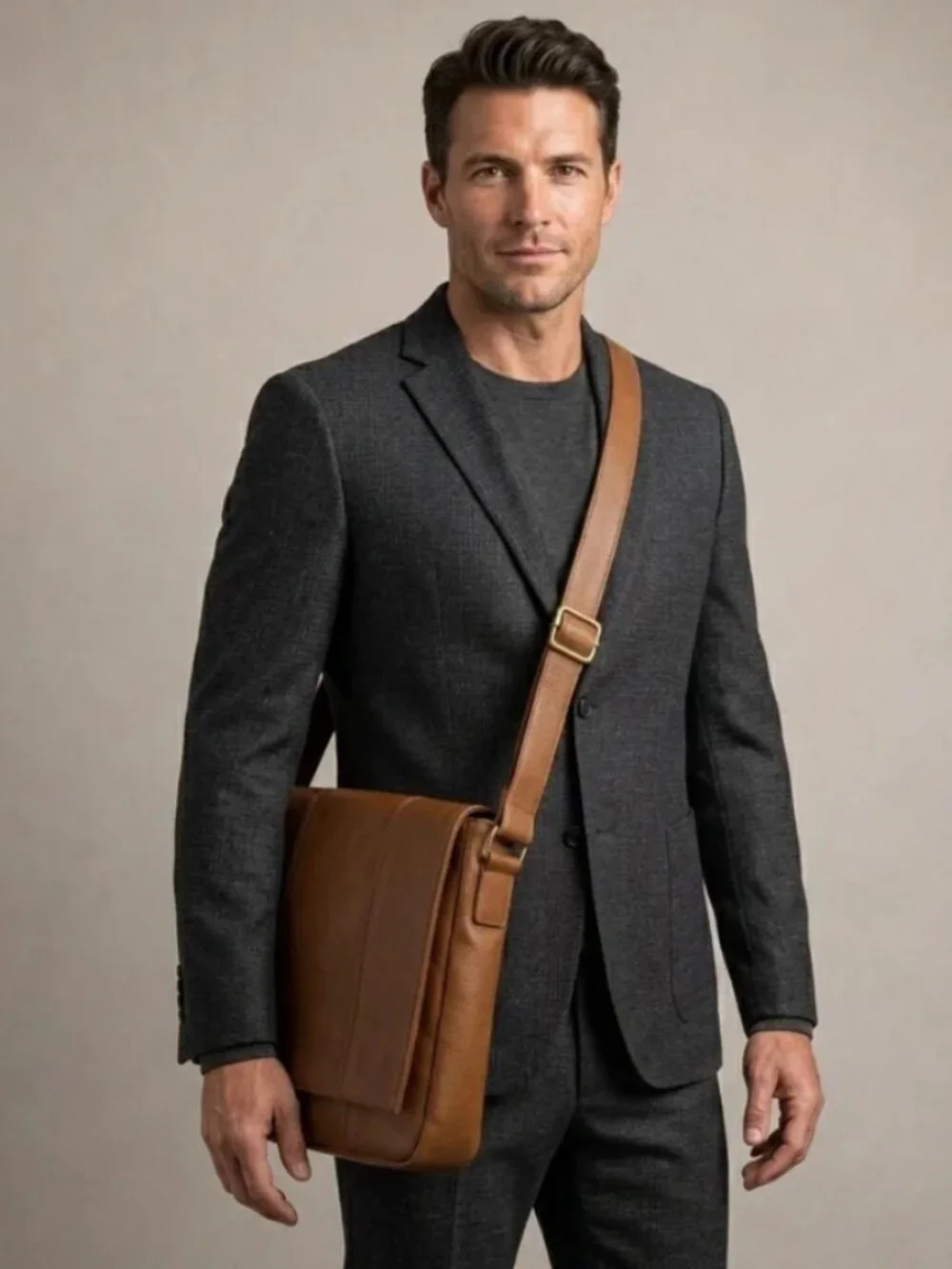 Brown Genuine Leather Crossbody